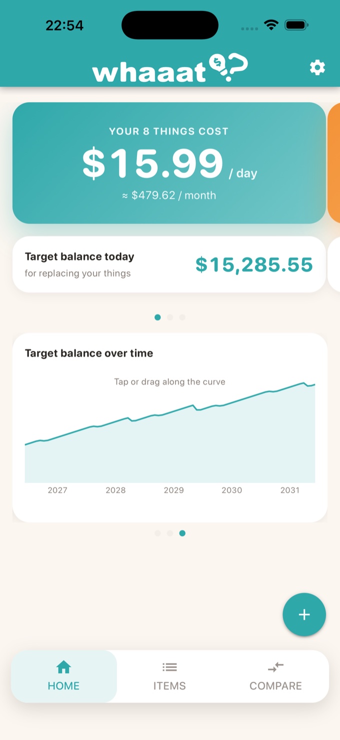 Target balance over time, a scrub-able curve